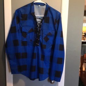 Blue/Black Checkered Blouse